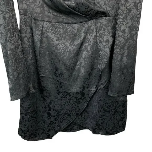 Nasty Gal Dress Grow The Extra Mile Black Satin Jacquard Mini Party Women's 6 - Picture 6 of 10